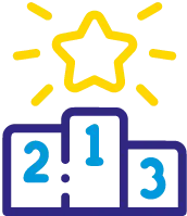Keramikversiegelung als Gewinner unter den Lackversiegelungen, dargestellt durch ein Icon mit Siegertreppchen und Sternchen auf Platz eins