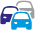 Icon zeigt eine Gruppe von stilisierten Autos als Symbol für die Hunderte von Instandsetzungsaufträgen, die wir jedes Jahr durchführen