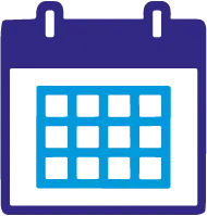 Icon eines stilisierten Terminkalenders verbunden mit dem Hinweis auf eine umgehende Rückmeldung durch uns